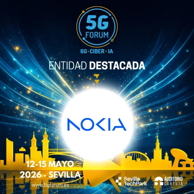 📶 @nokia será entidad destacada en la IX edición del @5gforum. Además, estará presente en la zona expositiva, donde mostrará algunas de sus innovaciones como dispositivos de captura de realidad para el experto remoto, y visualización con gafas VR; Vehículo de telepresencia inmersiva, controlable desde gafas VR; y demostraciones de L4S y Nokia Digital Twin sobre pantallas.

✨ Un punto de encuentro imprescindible en el que el 5G se conecta con ámbitos clave como redes, inteligencia artificial, ciberseguridad, IoT y salud digital, generando un espacio único para compartir conocimiento, impulsar la innovación y explorar nuevas oportunidades… “𝘋𝘰𝘯𝘥𝘦 𝘭𝘰𝘴 𝘭í𝘥𝘦𝘳𝘦𝘴 𝘵𝘦𝘤𝘯𝘰𝘭ó𝘨𝘪𝘤𝘰𝘴 𝘴𝘦 𝘥𝘢𝘯 𝘤𝘪𝘵𝘢” 

➡️️ '𝟓𝐆 𝐅𝐨𝐫𝐮𝐦': 𝟏𝟐-𝟏𝟓 𝐦𝐚𝐲𝐨 𝟐𝟎𝟐𝟔

📍 2 jornadas presenciales en el @auditoriocartuja de @sevillatechpark, y 2 virtuales.

#5GForum26 #5G #6G #IA #redes #telefonía #conectividad #cloud #tecnología #conexiones #innovación #ciberseguridad #redesnoterrestres #NTN #Sevilla