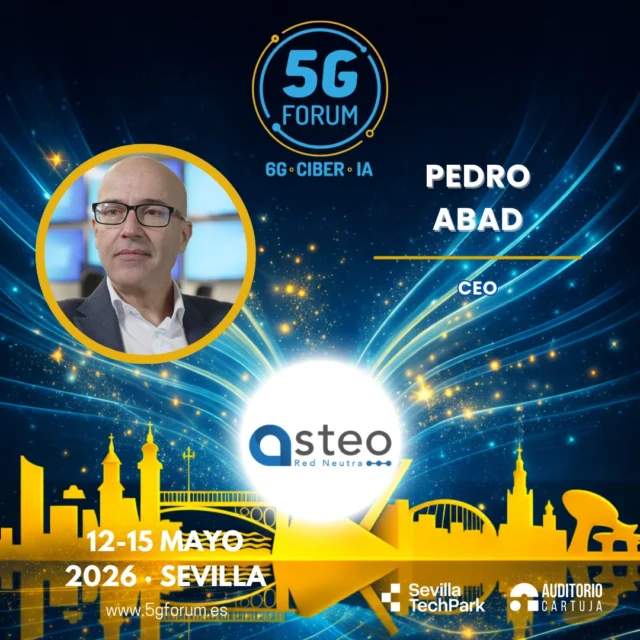 🎙️ 𝗦𝗽𝗲𝗮𝗸𝗲𝗿: 𝗣𝗲𝗱𝗿𝗼 𝗔𝗯𝗮𝗱, CEO @asteoredneutra 

🗣️ 𝗧𝗼𝗽𝗶𝗰: Proyecto Venus España-Portugal: Redundancia y resiliencia como pilares del ecosistema 5G

➡️️ '𝟓𝐆 𝐅𝐨𝐫𝐮𝐦': 𝟏𝟐-𝟏𝟓 𝐦𝐚𝐲𝐨 𝟐𝟎𝟐𝟔

📍 2 jornadas presenciales en el @auditoriocartuja de @sevillatechpark, y 2 virtuales.

#5GForum26 #5G #6G #IA #redes #telefonía #conectividad #cloud #tecnología #conexiones #innovación #ciberseguridad #redesnoterrestres #NTN #Sevilla