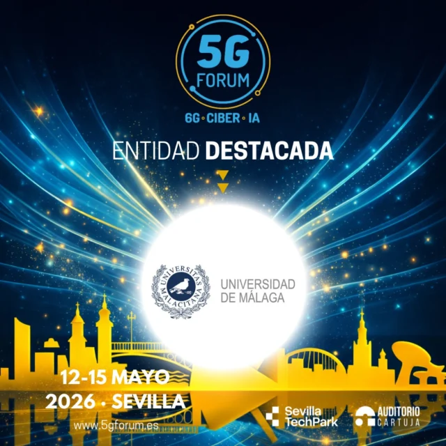 📶 @infouma será entidad destacada en la IX edición del @5gforum. Además, estará presente en la zona expositiva, donde mostrará la aplicación de tecnologías B5G en un entorno agrícola en los proyectos europeos 6G-PATH y 6G-VERSUS, incluyendo la teleoperación de vehículos y drones, sensores, AI en edge computing y otras tecnologías.

✨ Un punto de encuentro imprescindible en el que el 5G se conecta con ámbitos clave como redes, inteligencia artificial, ciberseguridad, IoT y salud digital, generando un espacio único para compartir conocimiento, impulsar la innovación y explorar nuevas oportunidades… “𝘋𝘰𝘯𝘥𝘦 𝘭𝘰𝘴 𝘭í𝘥𝘦𝘳𝘦𝘴 𝘵𝘦𝘤𝘯𝘰𝘭ó𝘨𝘪𝘤𝘰𝘴 𝘴𝘦 𝘥𝘢𝘯 𝘤𝘪𝘵𝘢” 

➡️️ '𝟓𝐆 𝐅𝐨𝐫𝐮𝐦': 𝟏𝟐-𝟏𝟓 𝐦𝐚𝐲𝐨 𝟐𝟎𝟐𝟔

📍 2 jornadas presenciales en el @auditoriocartuja de @sevillatechpark, y 2 virtuales.

#5GForum26 #5G #6G #IA #redes #telefonía #conectividad #cloud #tecnología #conexiones #innovación #ciberseguridad #redesnoterrestres #NTN #Sevilla